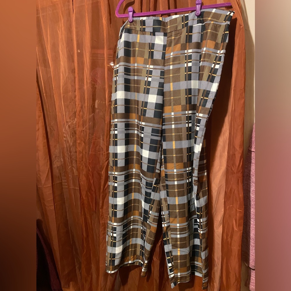 Plaid pants, material is on the thin side perfect for summer, work, casual